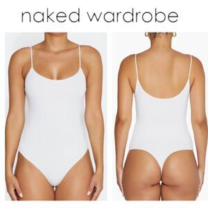 NWT Naked Wardrobe White Spagetti Strap Bodysuit